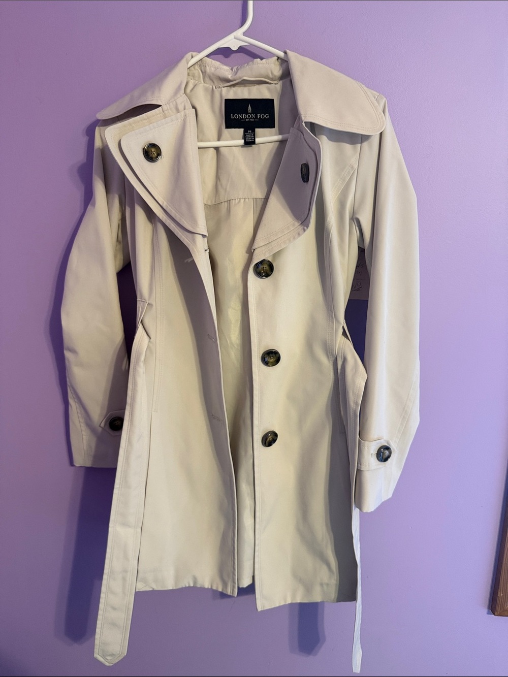 London Fog Light Beige Trench Coat with Belt